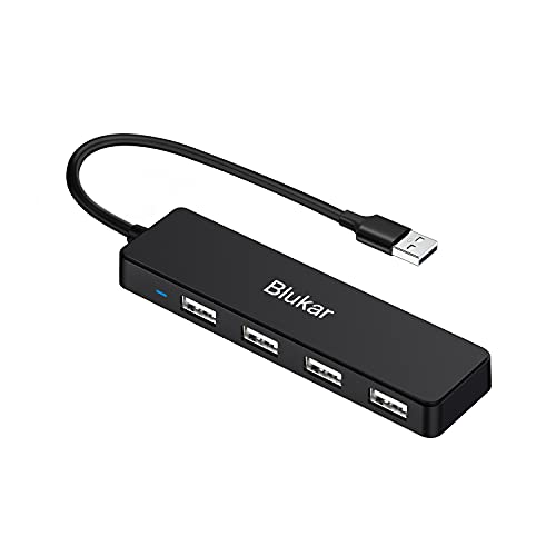 Blukar USB Hub, 4 Ports USB 2.0 Datenhub Ultra Slim Extra Leicht mit 250 mm...