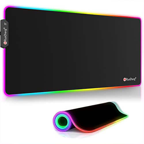 RGB Gaming Mauspad, Gaming Mousepad XXL 800 x 300 mm mit 12 Beleuchtungs Modi 9...