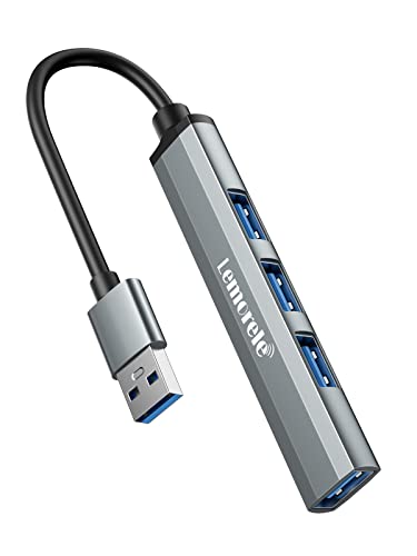 Lemorele USB Hub 3.0 - USB 3.0 Hub, Aluminiumgehäuse 4 Port Datenhub USB Hub...
