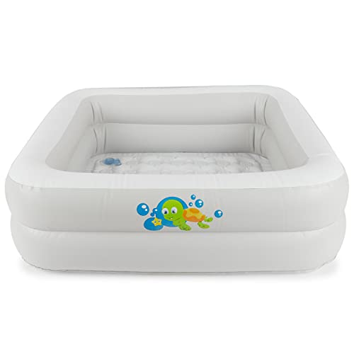 Bieco Planschbecken Baby | ca. 86x86x25 cm | Aufblasbare Badewanne für Drinnen...