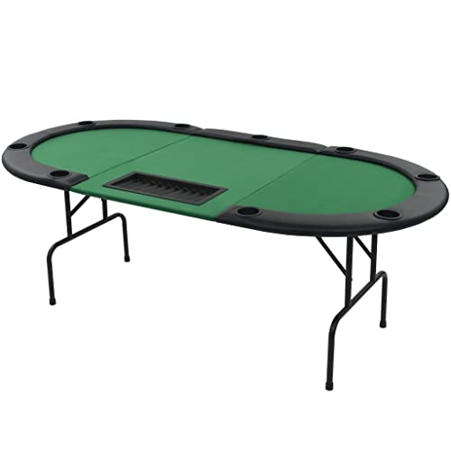 vidaXL Pokertisch 9-Spieler 3-Fach Klappbar Oval Grün Casino Poker Tisch