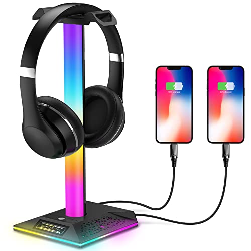 RGB Gaming Kopfhörer Ständer, Headset Ständer kopfhörerständer mit 2...