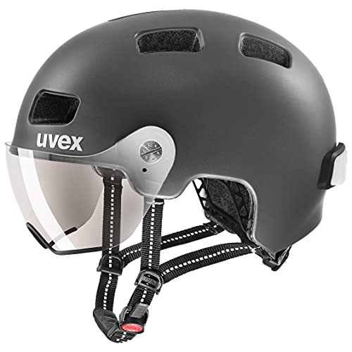 uvex Unisex – Erwachsene, rush visor Fahrradhelm, dark silver mat, 55-58 cm