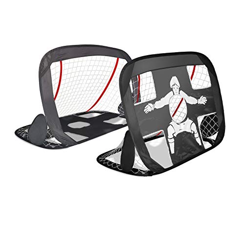 VOUNOT Fußballtor für Kinder 2er Set, Klappbares 2 in 1 Pop Up Tor, für...