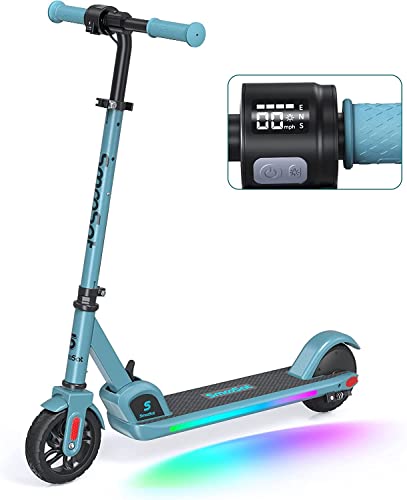 SmooSat E9 PRO Elektroroller für Kinder, mit Bunter Regenbogenlicht, 5 Meilen...