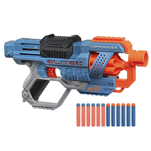 Nerf Elite 2 Commander RD-6 Blaster, 12 Nerf Darts, 6-Dart Rotationstrommel,...