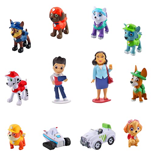12 Stück Dog Patrol Kuchen Dekoration, 3D Mini Figuren Tortendeko, Paw Patrol...