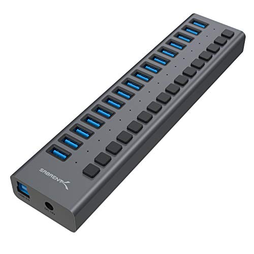 Sabrent USB 3.0 20 Port Aluminium HUB mit Netzschaltern und LEDs, inklusive...