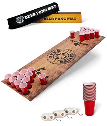 BeerBaller® Beer Pong Matte – Bierpong-Matte Partyspiel zum Mitnehmen und...