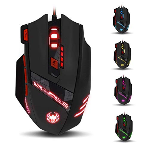 Zelotes T90 Gaming Maus 9200 DPI, 8 Programmierbare Tasten, Multi-Modi LED, USB...