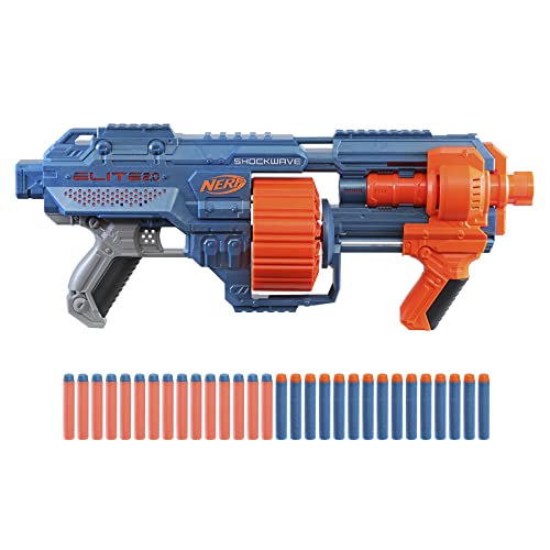 Nerf Elite 2.0 Shockwave RD-15 Blaster, 30 Nerf Darts, 15-Dart Rotationstrommel,...