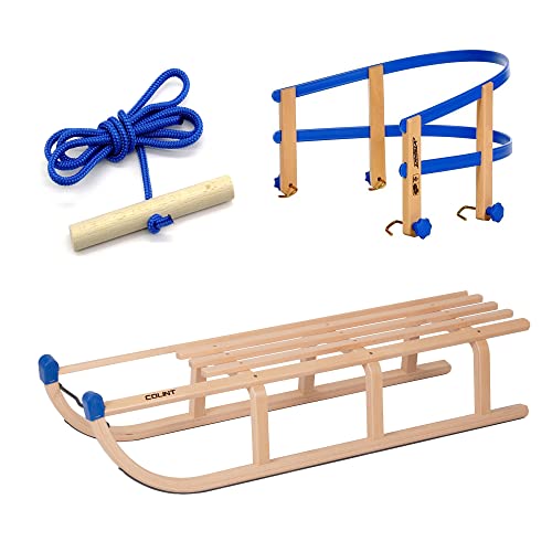 Colint Schlitten Davos 110 cm Lehne Leine Holzschlitten Rodel Kinderschlitten...