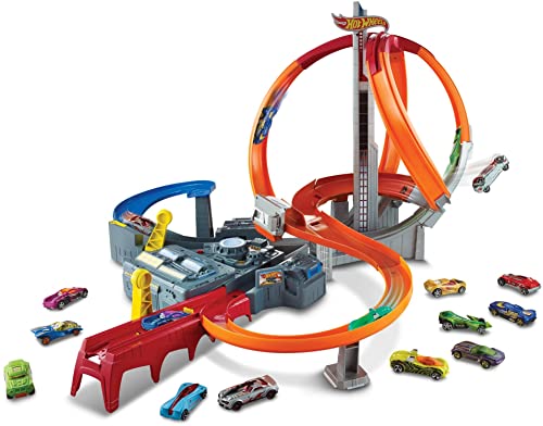 Hot Wheels CDL45 Action Mega Crash Superbahn, Trackset mit Loopings und Kurven...
