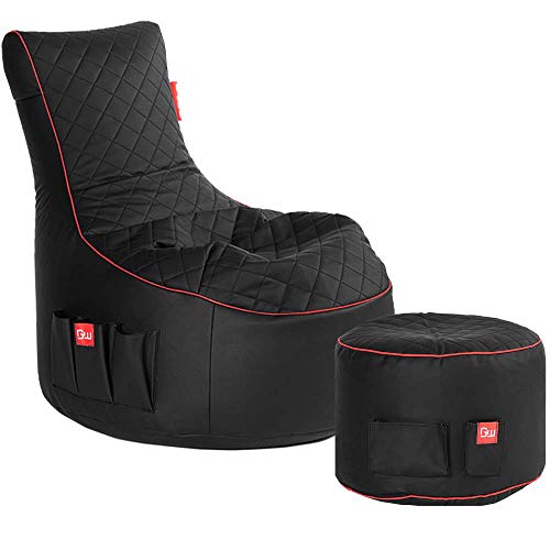 GAMEWAREZ Crimson Hurricane – Set aus Gaming-Hocker und Gaming-Sitzsack mit...