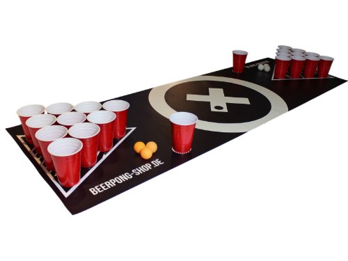 Beercup Bierpong Matte, Beer Pong Set für Erwachsene Partyspiele, Beerpong...