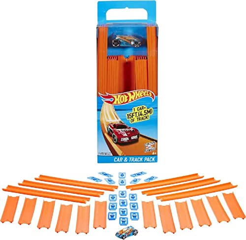 Hot Wheels BHT77 - Track Builder Pack inklusiv Fahrzeug, Spielzeug Autorennbahn...