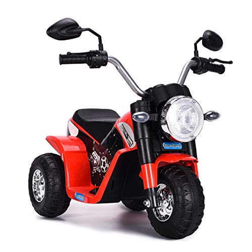 COSTWAY 6V Kinder Elektro Motorrad mit Hupe und Scheinwerfer, Dreirad...