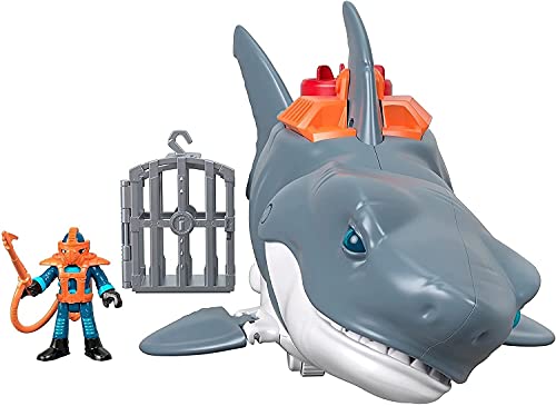 Fisher-Price Imaginext GKG77 - Großer Spielzeug-Hai mit Taucher-Figur, Käfig...