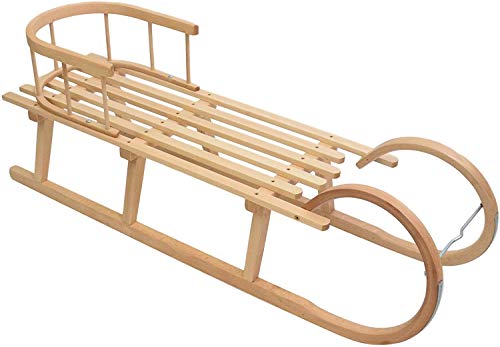 Best For Kids Hörnerrodel 120 cm mit Rückenlehne + Zugleine Rodelschlitten...