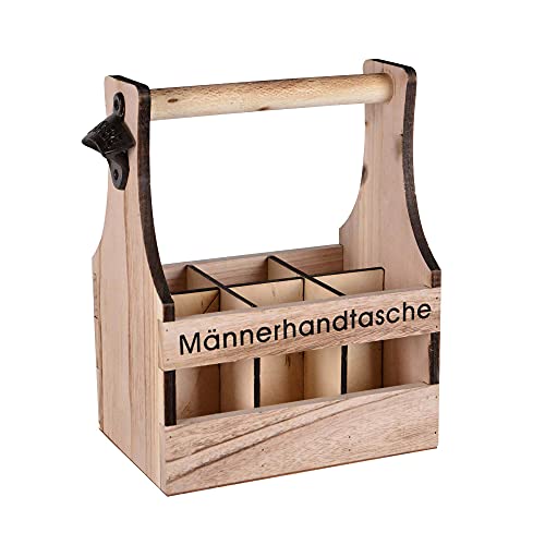 UNUS Home Männerhandtasche Bier, Flaschenträger aus Holz für 6 Flaschen,...