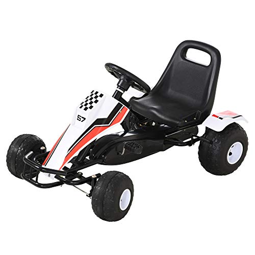 HOMCOM Go Kart Kinderfahrzeug Tretauto mit Pedal Bremsen Sitz Verstellbar...