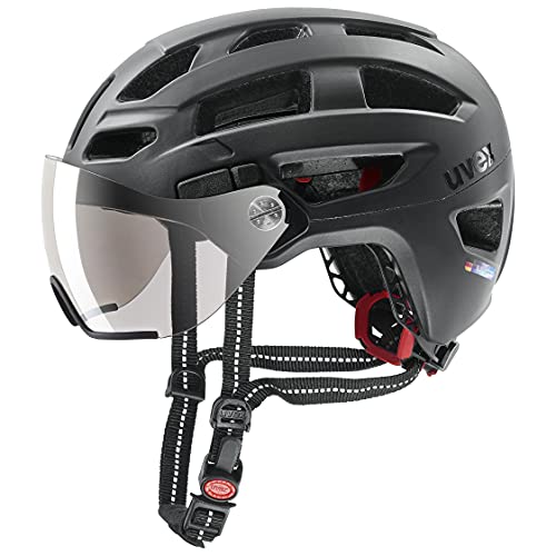 uvex Fahrradhelm mit Visier finale visor; Größe 52-57 cm; Farbe Black Mat