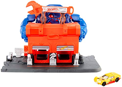 Hot Wheels GJK89 - Gorilla-Angriff Werkstattset Spielset zum Herumschieben und...