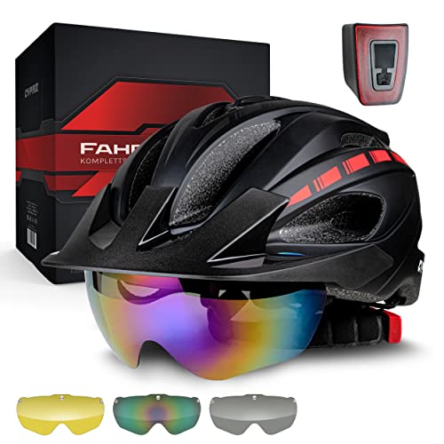 CYPAQ Fahrradhelm mit Visier - Fahrradhelm Herren & Damen M - 3 Magnetische...