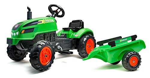 Falk 2048AB X Tractor grün mit offener Haube und Anhänger Traktoren