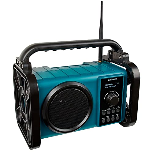 MEDION E66877 DAB+ Baustellenradio (Robustes Gehäuse, Spritzwassergeschützt...