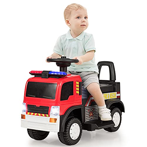 GOPLUS Feuerwehr Kinderauto, Kinderfahrzeug mit Front Scheinwerfer, Elektroauto...