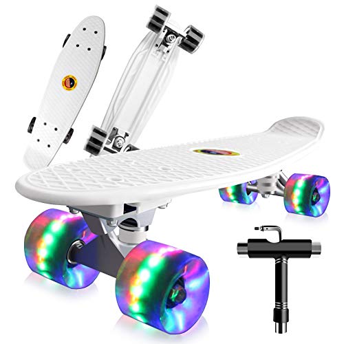 Saramond Skateboard komplett 55 cm Mini-Cruiser Retro-Skateboard für Kinder...