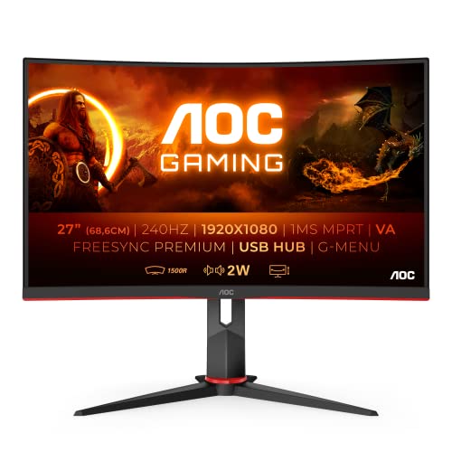 AOC Gaming C27G2ZU - 27 Zoll FHD Curved Monitor, 240 Hz, 0.5ms, FreeSync Premium...
