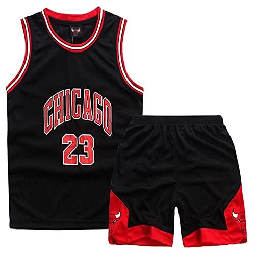 Little Boys 2 Piece Sleeveless Basketball Training Jersey and Pants(Schwarz,XXL)