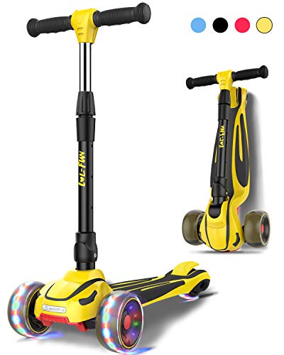 LOL-FUN Kinder Roller Scooter mit 3 LED Rädern, Kinderscooter mit Faltbarer...