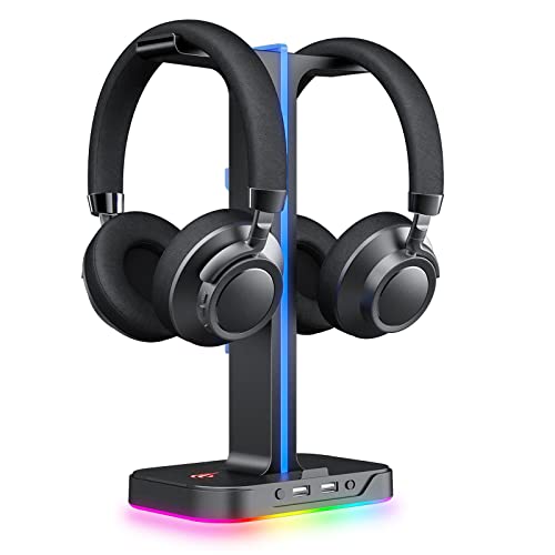 Havit Headset Ständer RGB Dual Balance mit 2 USB-Anschlüssen, Desktop Headset...