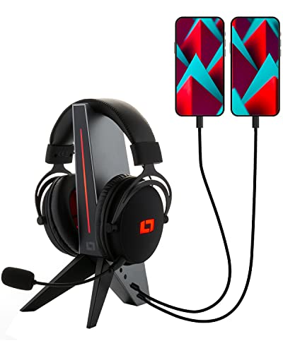 Lioncast LXS6 Headsetständer - Kopfhörer Ständer mit USB-Hub und LED RGB, 7.1...