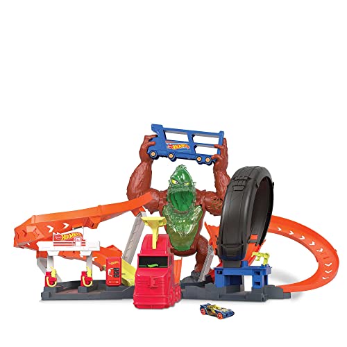 Hot Wheels HBY95 - giftiger Gorilla Angriff Tankstelle und Reifenwerkstatt...