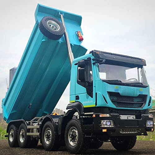 OLOK Ferngesteuerter LKW Modell für IVECO, 1/14 RC Metall Hydraulik Kipper,...