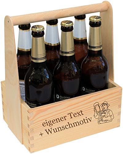 Männerhandtasche Bier personalisiert - Bierträger aus Holz mit Gravur - Name...