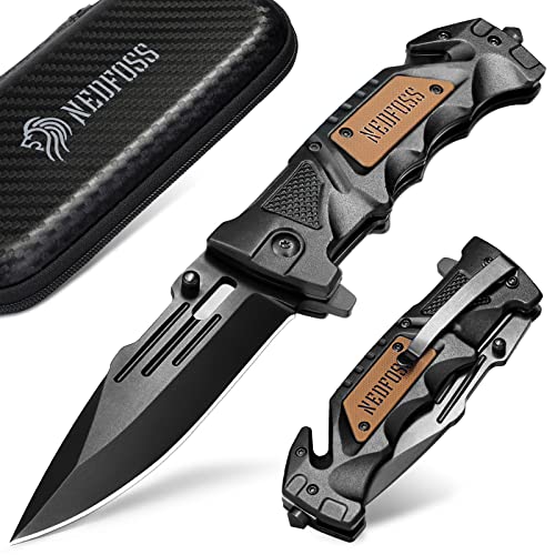 Nedfoss Survival Messer, Einhandmesser, Rettungsmesser mitGlasbrecher &...