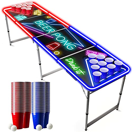 Offizieller Spotlight Beer Pong Tisch Set | Mit LED Beleuchtung | LED Beer Pong...