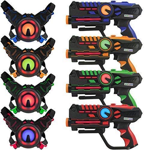 Armogear Laser-Tag - Laser-Tag-Pistolen mit 4er-Set - Mehrspieler-Laser-Tag-Set...