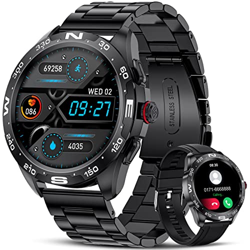 Smartwatch Herren mit Telefonfunktion,1.32 Zoll HD Voll Touchscreen Armbanduhr...