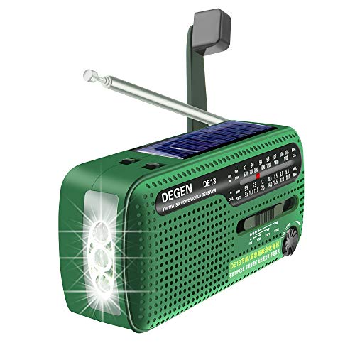 DEGEN DE13 Kurbelradio Tragbares Solar Radio FM AM SW Eingebaute...