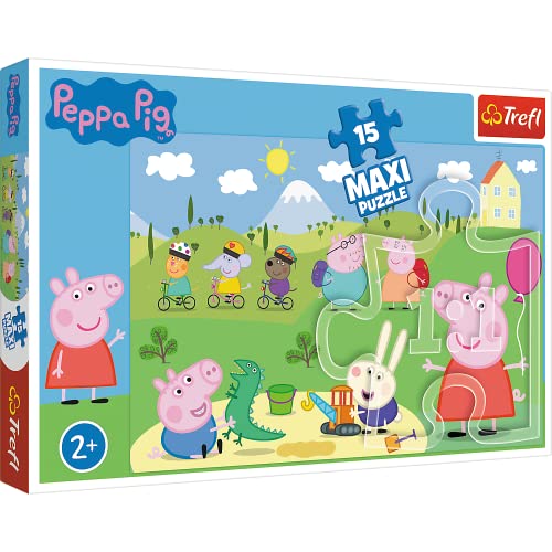 Trefl 14334 15 Maxiteile, für Kinder ab 2 Jahren Puzzle, Glücklicher Tag Peppa...