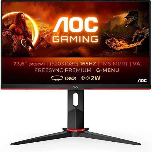 AOC Gaming C24G2AE - 24 Zoll FHD Curved Monitor, 165 Hz, 1ms, FreeSync Premium...