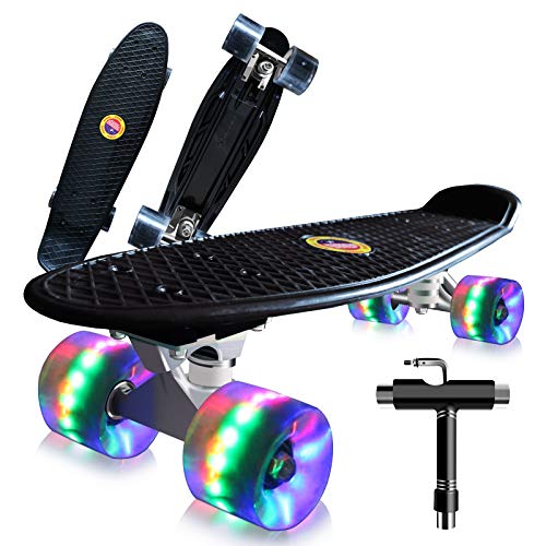 Saramond Skateboard komplett 55 cm Mini-Cruiser Retro-Skateboard für Kinder...