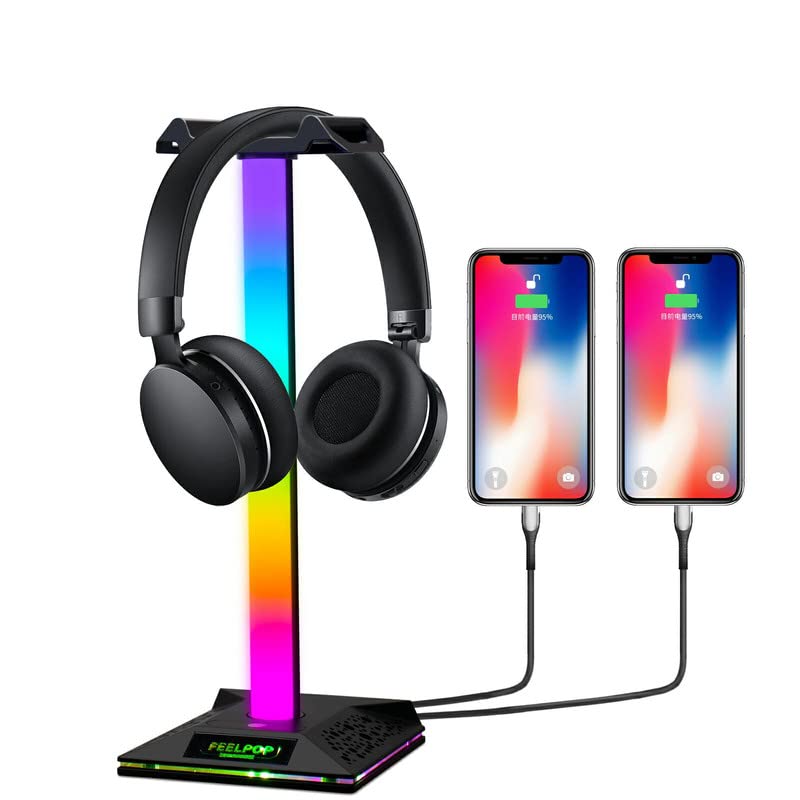 Headset Halterung Gaming Kopfhörer Halter - LED RGB Headphone Stand...