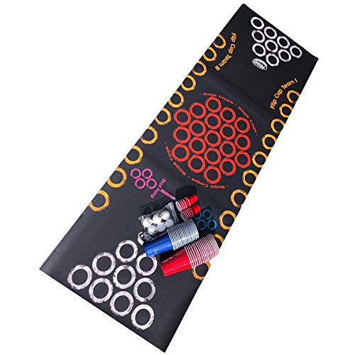 Beer-Pong Matte - Beer-Pong Tisch für unterwegs | + 50 Beerpong Becher (25 Red...
